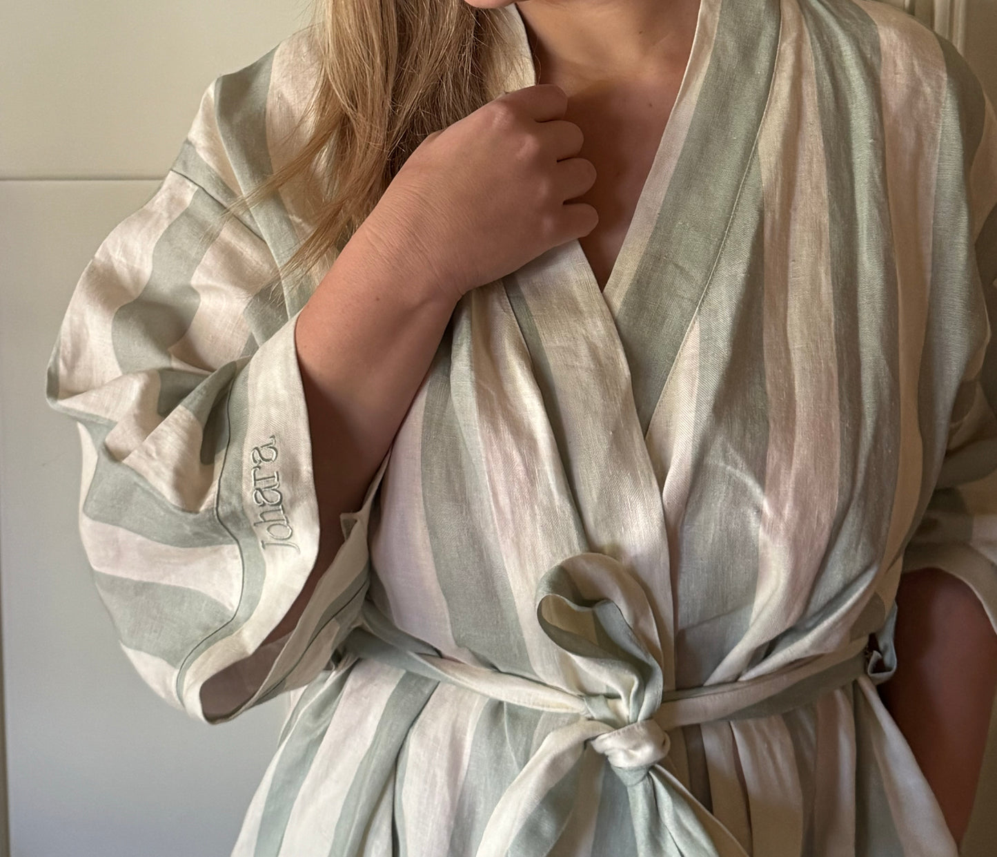 Smokey Green Stripe Robe