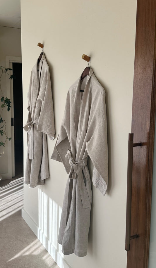 Oatmeal Linen Maxi Robe