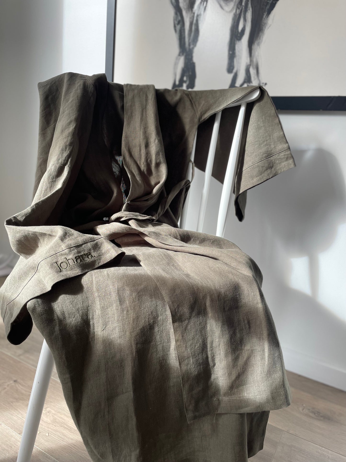 Forest Green Linen Maxi Robe