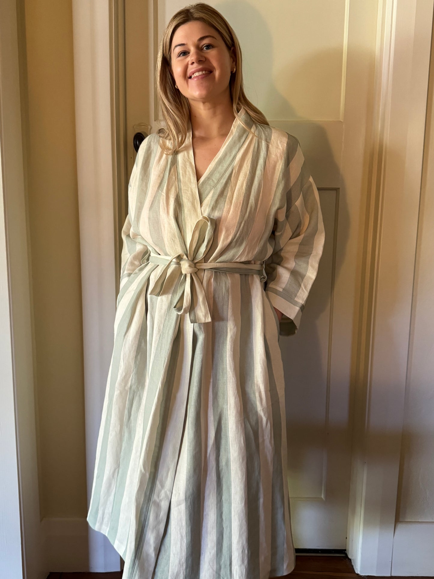 Smokey Green Stripe Robe